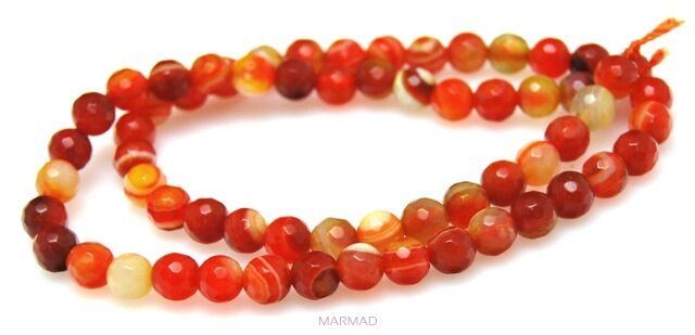 Agat fasetowany - kula 6mm - pomarańczowo miodowy