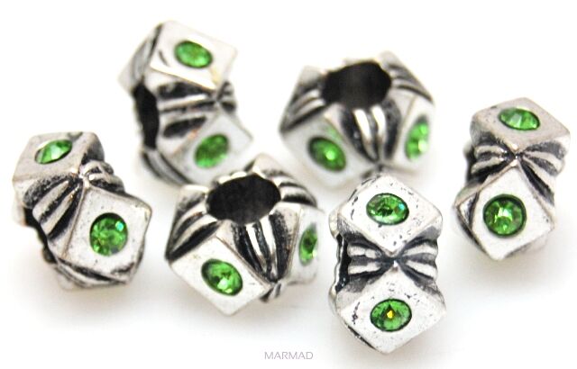 Przekładka antyczna z cyrkoniami - peridot -12x6mm