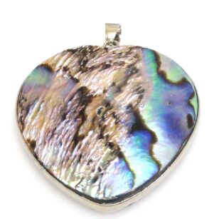 Serce 50x41mm muszla Paua i masa perłowa - gotowa zawieszka dwustronna