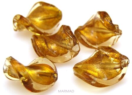Szkło weneckie - falowane 20x15mm - miodowo złote