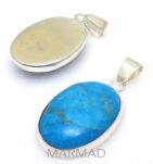 Howlit niebieski - gotowa zawieszka - owal 38x20mm + srebro 925
