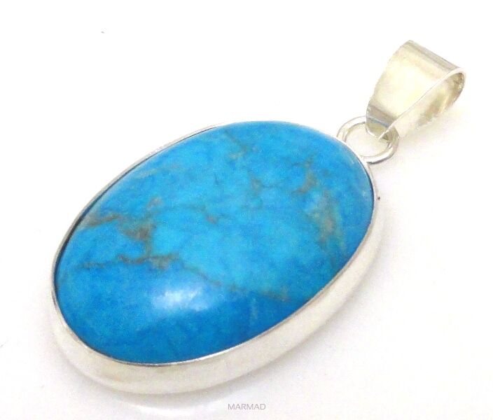 Howlit niebieski - gotowa zawieszka - owal 38x20mm + srebro 925