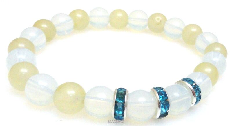 Bransoleta - jadeit i opalit kule 8mm - 18cm