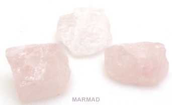 Kwarc różowy i kryształ górski surowy - zestaw 3 bryłki