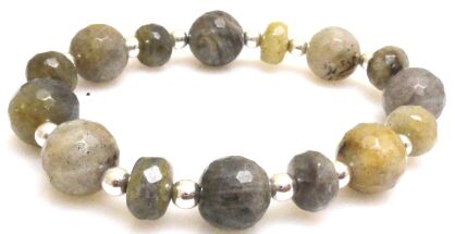 Bransoletka - labradoryt fasetowany i hematyt srebrny - 19cm