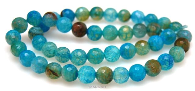 Agat fasetowany - kula 8mm - ognisty niebieski