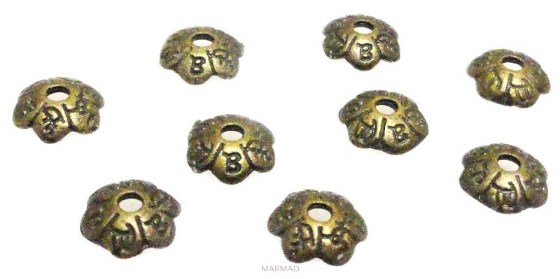 Czapeczki bali na korale 6mm - antyczny brąz