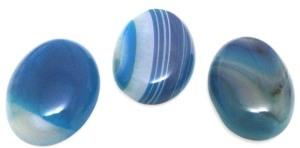Kaboszony - agat niebieski 25x18mm - zestaw 3 sztuki