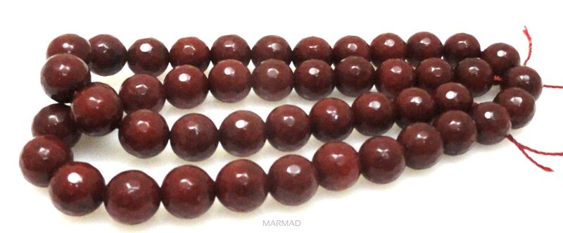 Jadeit fasetowany - kula 8mm - bordowy