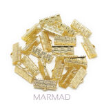 Zaciski do linek, wstążek, rzemieni prostokątne, pokryte prawdziwym 18-karatowym złotem, 8 x 16 mm - 2