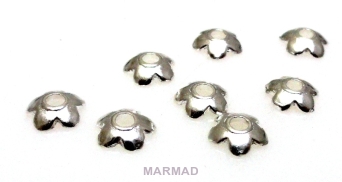 Czapeczki bali na korale - kwiatek 6mm - posrebrzane