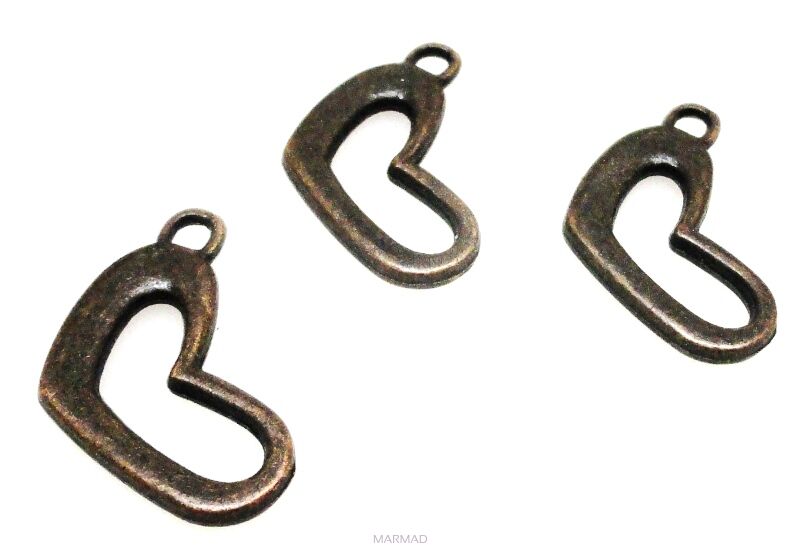 Zawieszka serce 22x12mm - red copper