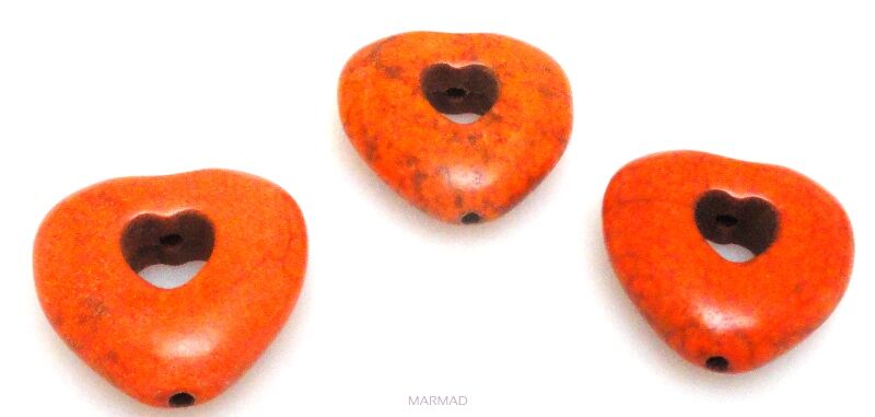 Howlit - serce 20x19mm - pomarańczowy