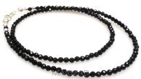 Naszyjnik czarny spinel fasetowany kule 3mm - srebro 925