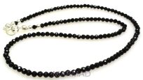 Naszyjnik czarny spinel fasetowany kule 3mm - srebro 925