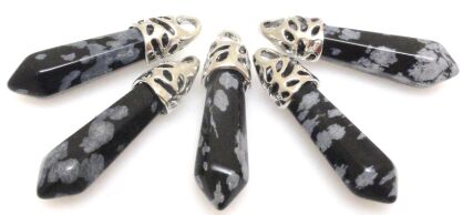 Zawieszka - obsydian śnieżny grot 35x8mm
