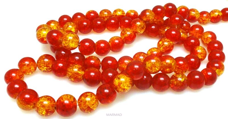 Crackle kule szklane10mm - czerwono żółte