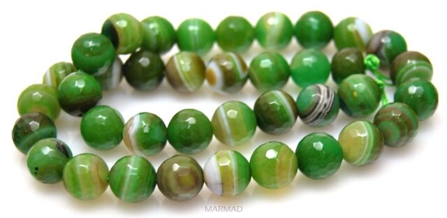 Agat fasetowany - kula 10mm - zielony cieniowany