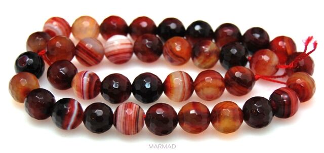 Agat fasetowany botswana - kula 10mm - brązowy cieniowany