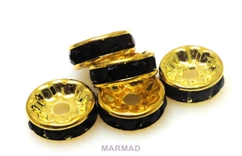 Przekładki z cyrkoniami black - krążek 10mm