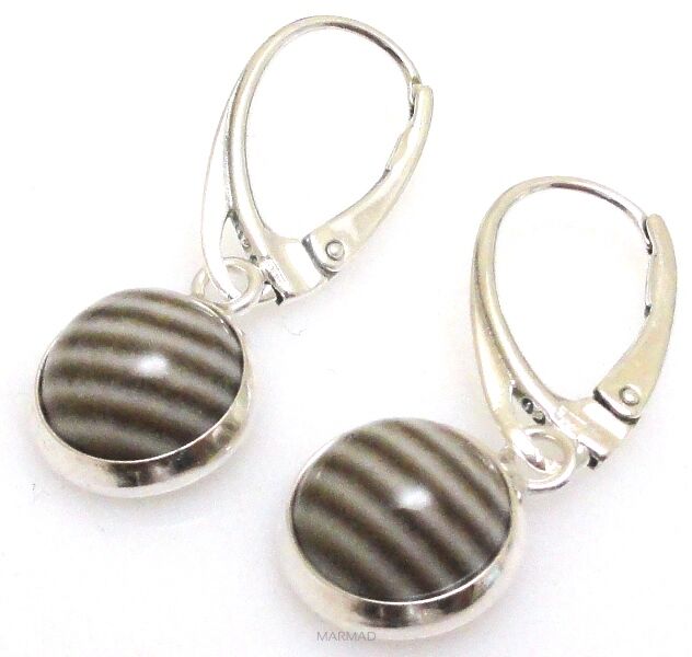 Kolczyki - krzemień pasiasty srebro 925 dł. 30mm