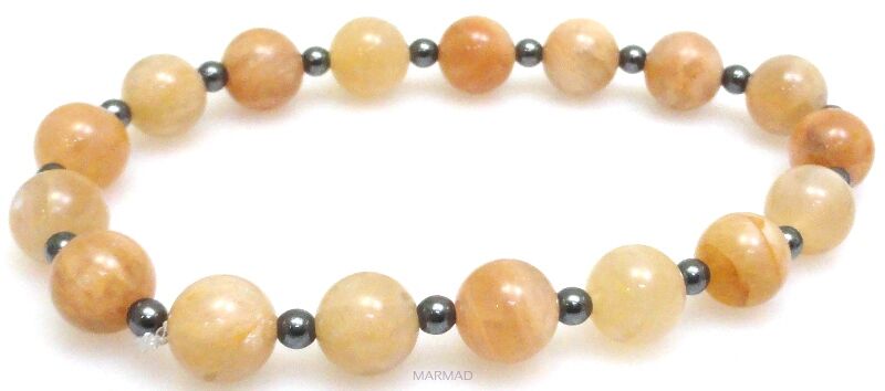 Bransoleta - kamień słoneczny i hematyt - 19cm