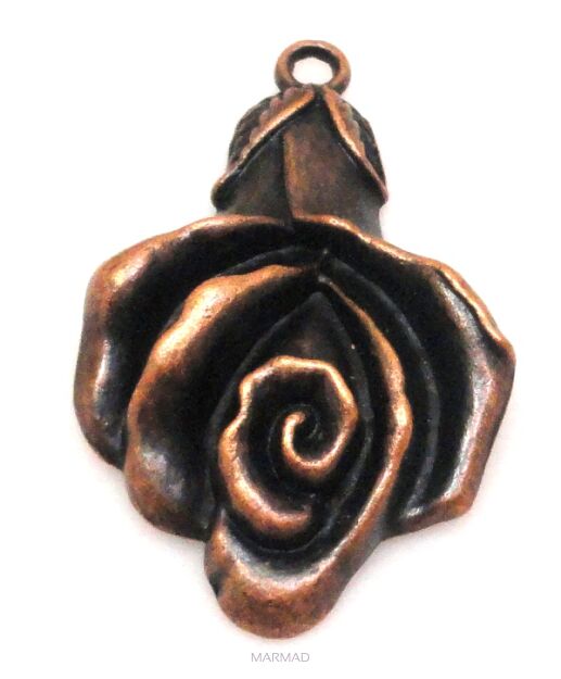 Róża 53x32mm - zawieszka red copper