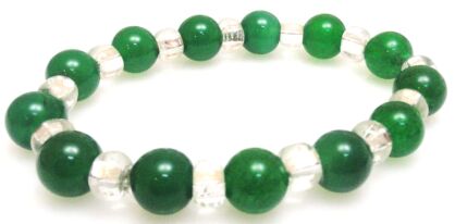 Bransoleta - jadeit kule 10mm i koraliki perłowe - 18cm