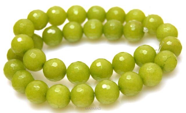 Jadeit fasetowany - kula 12mm - oliwkowy
