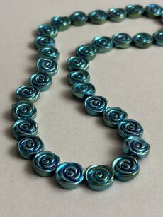 Hematyt niebiesko-zielony - różyczka 12mm