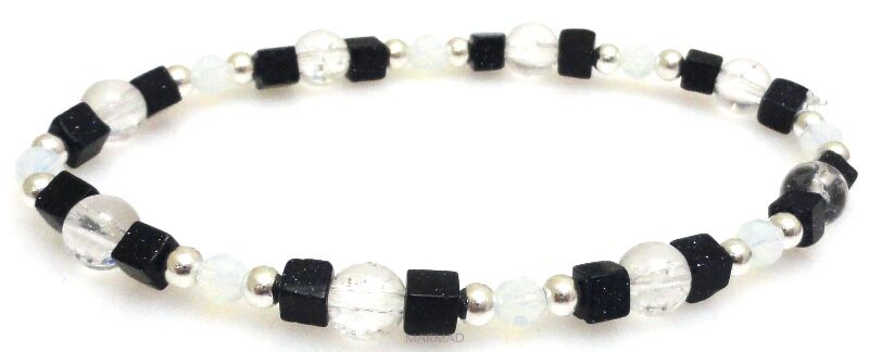 Bransoleta - noc kairu, hematyt, opalit i kryształ górski - 19cm