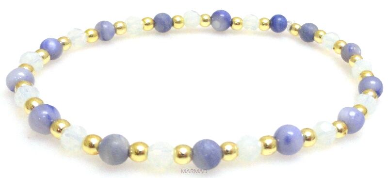 Bransoleta - hematyt, muszla i opalit - 18,5cm