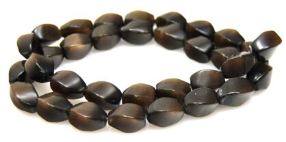 Kocie oko- uleksytowe - skręcona oliwka 12x7mm - brązowy