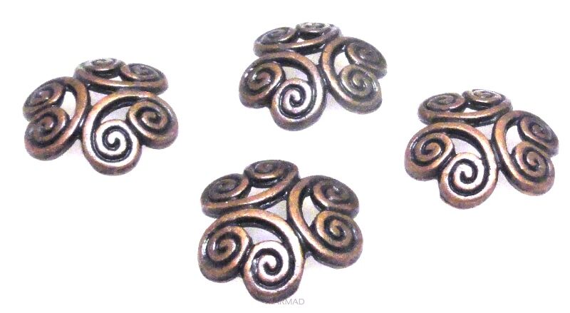Czapeczki bali na korale 12mm - red copper