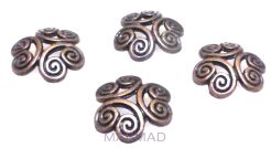 Czapeczki bali na korale 12mm - red copper