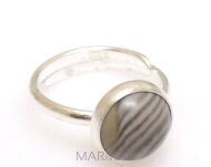 Pierścionek regulowany krzemień pasiasty 11mm srebro 925