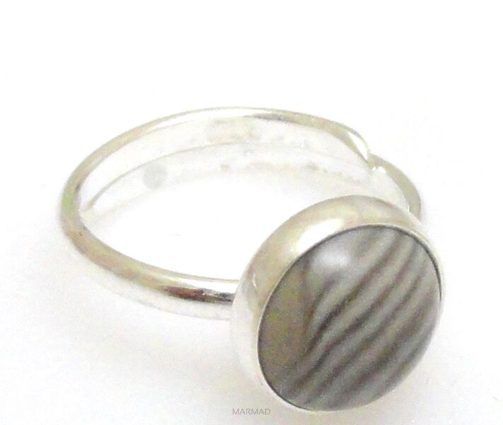 Pierścionek regulowany krzemień pasiasty 11mm srebro 925