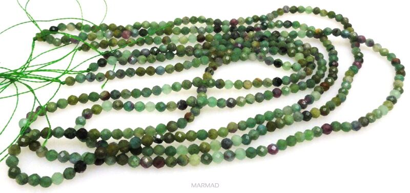Zoisyt rubinowy fasetowany naturalny - kula 3mm