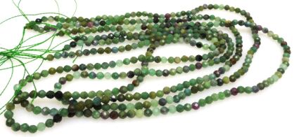 Zoisyt rubinowy fasetowany naturalny - kula 3mm