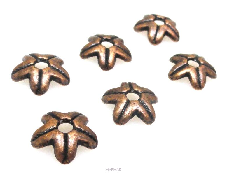 Czapeczki na korale - 8mm - red copper