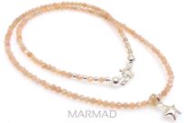 Naszyjnik kamień słoneczny kule 2,5mm z gwiazdką - srebro 925