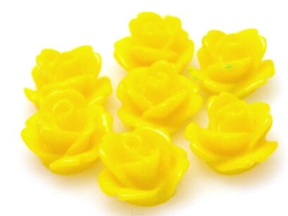 Kaboszon - różyczka 10mm - żółta