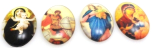 Kaboszony szklane owal 25x18mm - zestaw 4 sztuki - dewocjonalia