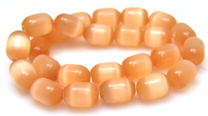 Kocie oko- uleksytowe - oliwka 16x12mm - jasno morelowy