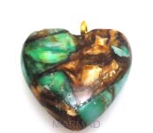 Jaspis cesarski z żywicą - zawieszka serce z ogniwkiem 22x20x7mm