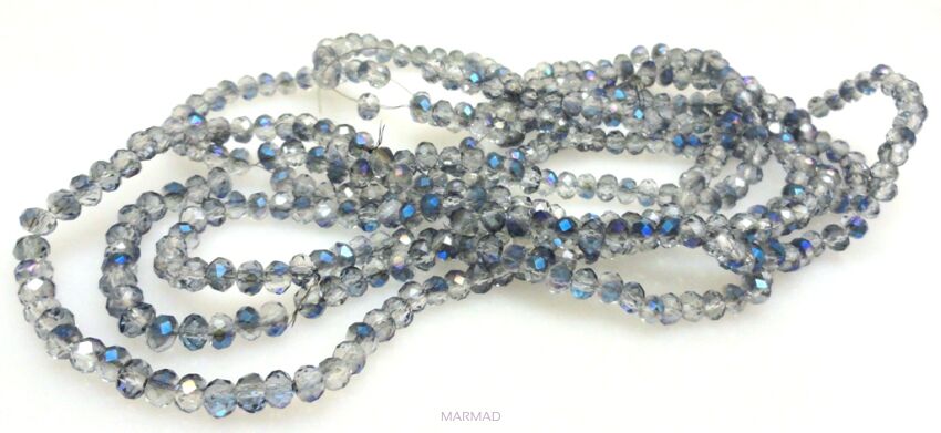 Kryształki fasetowane - oponki 4x3mm - grey blue