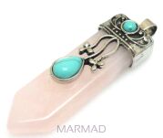 Zawieszka - kwarc różowy i turkus 55x16mm