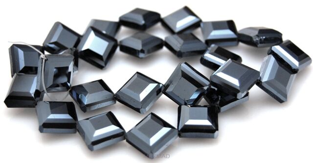 Kryształ fasetowany grafitowy - kwadrat na ukos 14x14mm