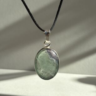 Fluoryt 45x23mm - gotowa zawieszka + srebro 925