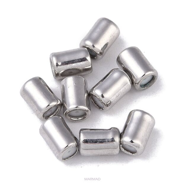 Stopery -kolumnowe, mosiądz, 6 x 4 mm, otwór: 0,5 mm- srebrne